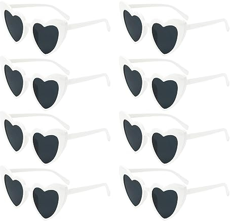 FUNUPUP 8 Stück Herz Sonnenbrille, Retro Party Herz Partybrillen für Damen