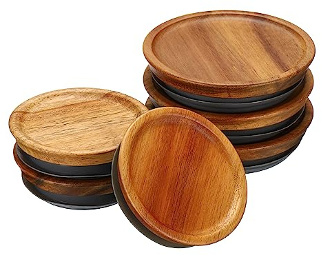 PATIKIL Mason Jar Lids - Wooden Storage Canning Jar Lids with Airtight Silicone Seal (3 Regular, 3 Wide)