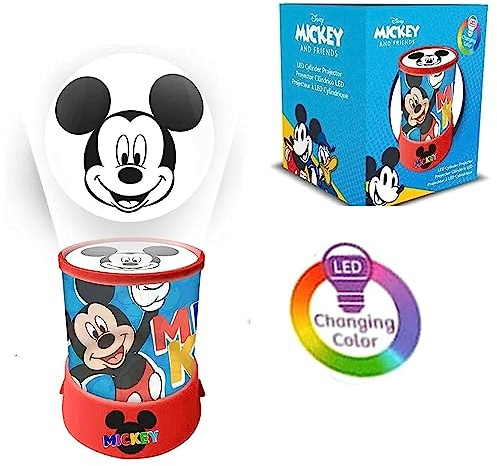 Mickey Mouse LED Projektor Nachtlicht für Kinder - Batteriebetriebene drehbare Lampe für Mädchen Jungen Schlafzimmer Kinderzimmer Tischlicht, tragbares Disney-Geschenk für Kinder ab 3 Jahren