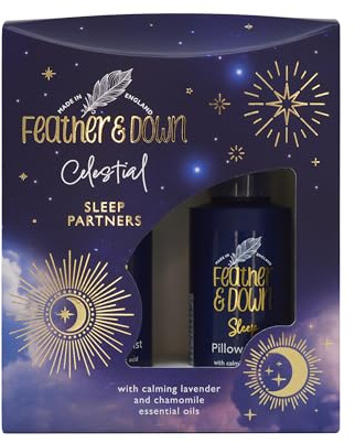 Feather & Down Sleep Partners Gift Set: 50ml Pillow Spray & 50ml Calming Sleep Mist - Lavender & Chamomile Essential Oils for Relaxation and Deep Sleep