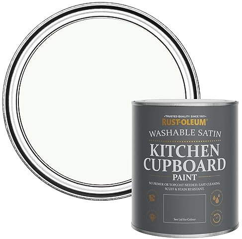 Rust-Oleum White Scrubbable Kitchen Cupboard Paint in Satin Finish - Still 750ml