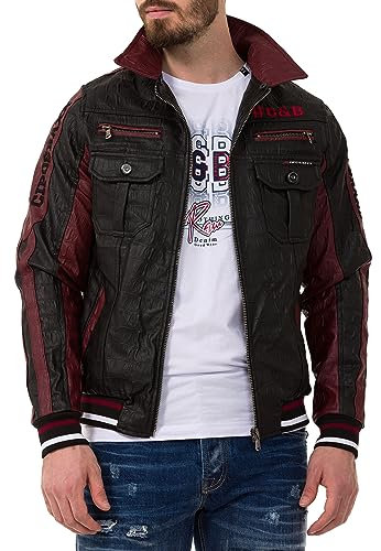 Cipo & Baxx Herren Jacke CJ284 Schwarz – Stylische Übergangsjacke im Modernen Streetwear Look mit Reißverschluss, Taschen & Stehkragen – Lässige Freizeitjacke für Alltag & Party - CJ284 Schwarz M