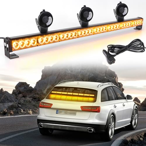 ROUTEKING 90cm Lichtleiste Stroboskop – 32 LEDs mit hoher Intensität, Warnung, Auto-Blinker, Notfall, Schneepflug, Lichtleiste (Bernstein)
