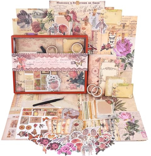 Funto Scrapbooking Kit (96 Teile), Vintage-Sammlung - Rose Angel, Perfekt für Bullet Scrapbooking Materialien, Planner DIY Kunst Handwerk Collage