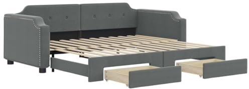 vidaXL Tagesbett Ausziehbar mit Schubladen Dunkelgrau 100x200 cm Stoff