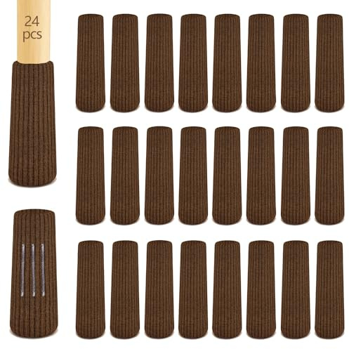24 Stück Stuhlsocken, Elastisch Möbelsocken Gestrickte, Filz Stuhlbeinkappen, Dicke Unterseite, Antirutsch Pads für Möbel, Tisch, Bodenschutz, Vermeiden Sie Kratzer &Geräusche (Brown)