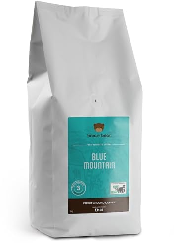 Blue Mountain Ground Coffee 1kg - For Filter Cafetiere V60 French Press - Medium Roast - Brown Bear - Strength 3 - Donation to Free The Bears - 100% Arabica