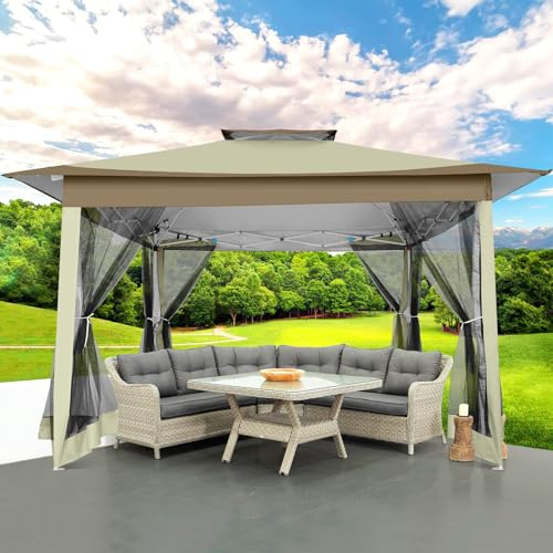 Hoteel Faltpavillon 3x3 Wasserdicht Stabil Winterfest, Garten Pavillon partyzelt mit 4 Seitenteilen und 4 Sandsäcke, Party Pavillon Gartenzelt Partyzelt