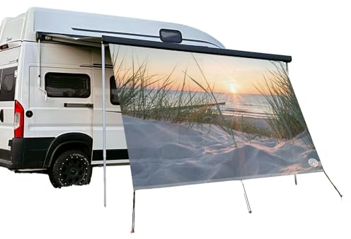 CAMPIDOO Textil Sonnensegel OSTSEE-Strand | Höhe 200cm | hochwertiger Fotodruck inkl. Keder-Befestigung | Markisen-Vorderwand - Länge/Keder: 280cm / 5 mm