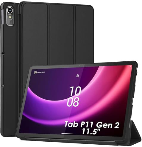 WD&CD Cuero Funda Compatible para Lenovo Tab P11 Gen 2, 11.5 Pulgadas, Protector Compatible con Lenovo Tab P11 Gen 2, PC+PU Soft Caso Carcasa Case Libro de Cuero con Soporte Función, Negro