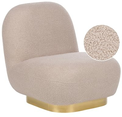 Sessel Bouclé Stoff beige gepolstert mit goldenem Bein ohne Armlehne Loviisa