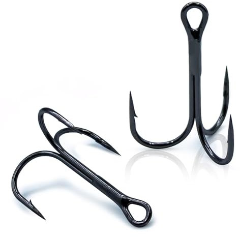 9KM DWLIFE Treble Fishing Hooks 50pcs,Triple Hooks High Carbon Steel Brabed Sharp,Replacement Fishing Hooks on Hard Lures for Freshwater Saltwater(Size 16#)