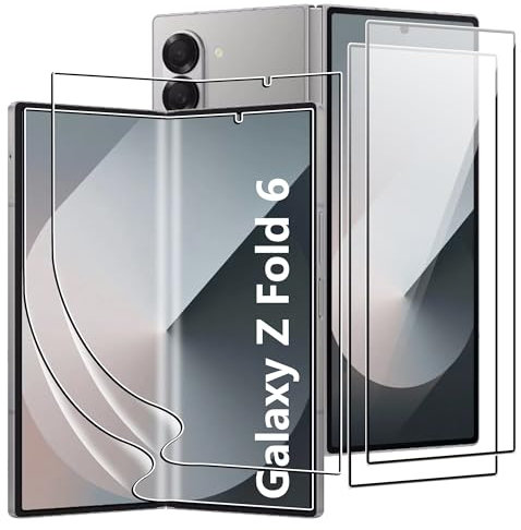 Rojeuinn Protecteur d'écran en TPU souple pour Samsung Galaxy Z Fold 6 5G,2 Pièces protection écran intérieures flexibles+2 Pièces protection écran extérieures en verre trempé,sans bulles,anti-rayures