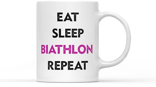 DV DESIGN 1 x Tasse mit Aufschrift Eat Sleep Biathlon Repeat, violett, Wintersport, Skifahren, Schießen, Coach, #71147