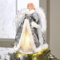 Longzhuo Angel Christmas Tree Topper - Fibre Optic Angel Decoration with Feather Wings, Light Up Xmas Topper, 30cm/11.8in (Silver-Warm Light)