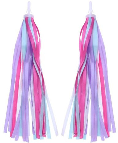 Uitndvyte 1 Paar Regenbogen-Fahrradschlangen für Mädchen, Jungen, Baby, bunte Fahrräder, Griffe, Quasten, Band, einfach am Lenker zu befestigen