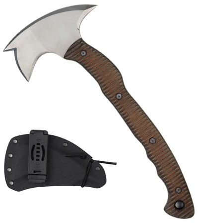 Tomahawk Camping Beil -Taktische Axt mit Griff aus Polymer - Handgeschmiedete Wurfaxt (Tomahawk Fulltang mit Scheide aus Kydex)