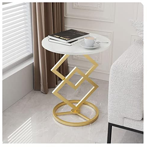 AQBH29LMX Kleiner Teetisch Runder Beistelltisch, moderner Beistelltisch mit Metallrahmen, Akzenttisch for kleine Räume, Wohnzimmer, Schlafzimmer, Balkon, einfache Montage Beistelltisch(Gold)