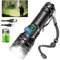 Torches LED Super Bright Rechargeable 20000 lumens, 20W Rechargable Torch with LCD Power Display & 5000mAh Battery, Adjustable Focus 5 Light Modes High Powered Torch for Dog Walking Camping Emergency