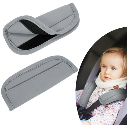 Tunejoy Baby Sicherheitsgurt Schulterpolster Gurtpolster für Kinderautositze Universal für Babyschale Kinderwagen Buggy & Autositz 16 * 6,5 cm Grau