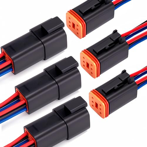 ZHOFONET 6 Polig Kabel Steckverbinder Stecker, Wasserdichter Stecker Kabel Steckverbinder Stecker mit 16 AWG 20CM für Auto, LKW, Boots- und andere Kabelverbindungen. (3-Pack)