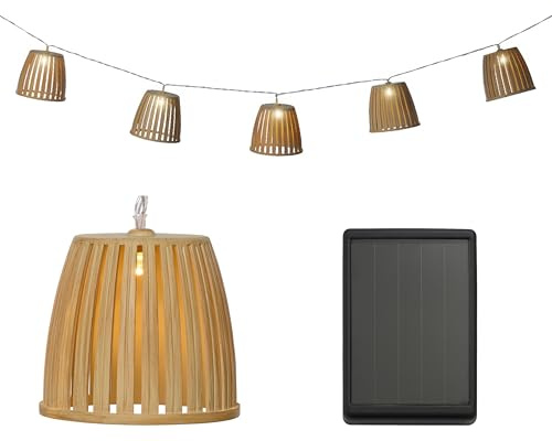 Lumineo LED Solar Lichterkette Lampenschirme 4,5m - Solarlichterkette für Garten Balkon - Solarkette Gartenbeleuchtung Partylichterkette - Beleuchtung Außen hängend Gartendeko - Warmweiß