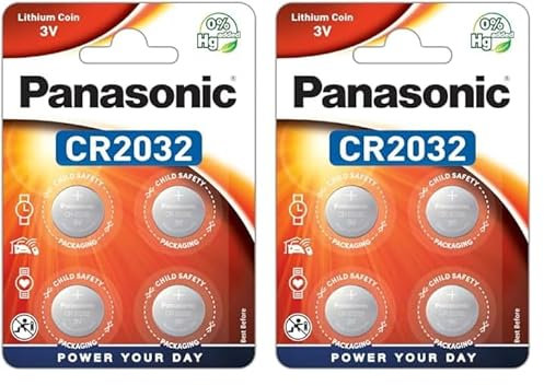 Panasonic CR2032 Lithium Knopfzelle, 3V, 8er Pack