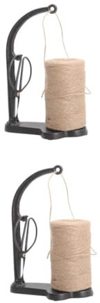 TOPBATHY 2 STK Gusseiserne Seilwinde Weidenkorb Halter Vintage - Verzinkter Eimer Knospenvasen Haustier Bindfäden Für Bastelarbeiten Orangefarbenes Band Weidenkörbe Hanfseil Black