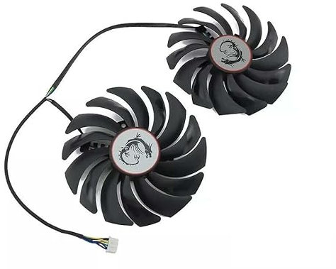 MSI GTX 1060 1070 1080 Ti 970 980 and RX 470 480 570 580 GAMING Series Replacement Fan for MSI Graphics Cards, Air Cooling, 12V, 4-Pin Graphics Card Cooler, VGA Card Replacement GPU Fan PLD10010S12HH