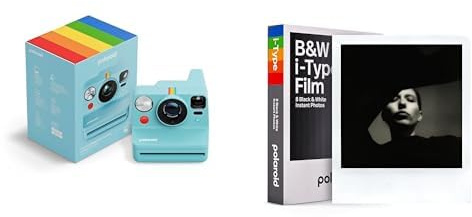 Polaroid - Now+ Gen3 - Instant Camera with Bluetooth Connection + Black and White Film (8 Filme) - Arctic Blue