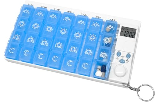 Nicear Pillenspenderbox, Pillendosen-Erinnerungsbox, 7 Tage, 28 Raster, Medikamentenerinnerung, elektronischer Pillen-Timer für Patienten, ältere Reisende