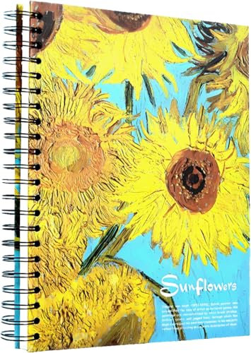 ipoul Kunst-Skizzenbuch, Skizzenbuch, Spiralbindung, A4, 160 g/m², Mixed Media Skizzenbuch, 9x12, Skizzenblock zum Zeichnen, Groß, Zeichennotizbuch, Malpapier, Van Gogh Sonnenblume