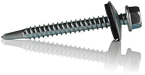 DOJA Industrial | Tornillos Autotaladrantes | PACK 100 | 5,5 x 38 mm | Zincado | Tornillos Roscachapa Hexagonal con Arandela para Chapa Aluminio o Cubiertas | Tornillos Autoperforantes Autorroscantes