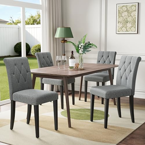 Welzona Esszimmerstühle 4er Set, Esszimmerstühle für Küche und Esszimmer, Küchenstuhl Modern, Stühle für Esszimmer Küche Wohnzimmer Schlafzimmer, Grau