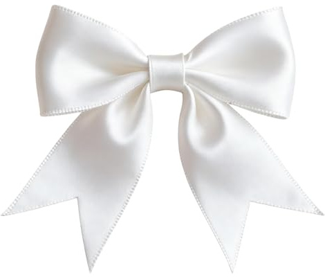 Xvbhaq 10 Stück 6x8cm Doppelschwanz Satin-Schleifen, Fertigschleifen für DIY Handwerk, Hochzeit, Weihnachten, Valentinstag Dekoration, Karte Verzierungen (Weiße)