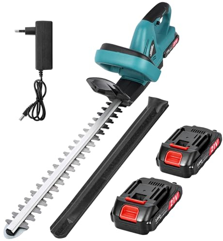 Heckenschere Akku Nexalite 21V, 2x2000mAh, 51cm Klinge, 20mm Schnitt | 2 Akkus bis 120 Min; 51cm Stahlklinge, 20mm Schnitt; 2,2kg leicht; Überlastschutz + Sicherheitsschalter; Hecken & Sträucher