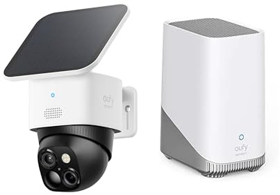eufy Security SoloCam S340 mit HomeBase 3,Kamera Überwachung Aussen, 360°-Überwachung, Keine Toten Winkel, Überwachungskamera Aussen Akku, Solar, 2,4GHz WLAN