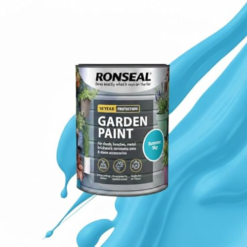 Milena Summer Sky Garden Paint 2.5l, Water Based Wooden Paints, Fast Drying Matt Finish, Long Lasting Fade Resistance Fence Paint, DIY Colour for Brick, Flower Pots (Summer Sky, 2.5 Litre)