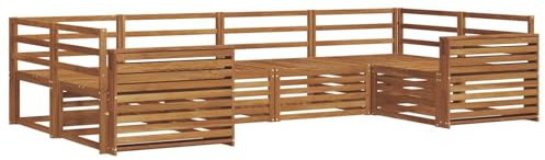 vidaXL Sofagarnituren 6 pcs Natur Massivholz Akazie, Moderner Garten-Sofa, strapazierfähiges Terrassen-Set, Bequeme Sitzmöbel für Deine Lounge-Atmosphäre