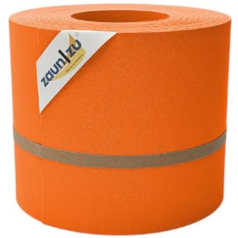 zaun|zu® Premium 26m Rolle Sichtschutzstreifen | genarbte Oberfläche | Lederstruktur | PP für Doppelstabmatten UV-beständiger Sichtschutz | Zaunblende Made in Germany Orange, 26m