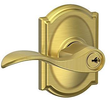 SCHLAGE Accent Keyed Entry Door Handle, Reversible, Satin Brass