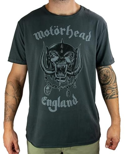 Amplified Męski Motorhead - England T-Shirt, kolor: szary (Charcoal Cc), rozmiar: m