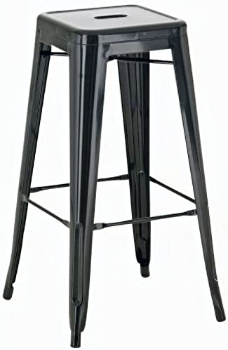 CLP Barhocker Joshua I Stapelbarer Tresenhocker aus Metall I Barstuhl mit Fußstütze I Sitzhöhe 76 cm I Stapelhocker, Farbe:schwarz