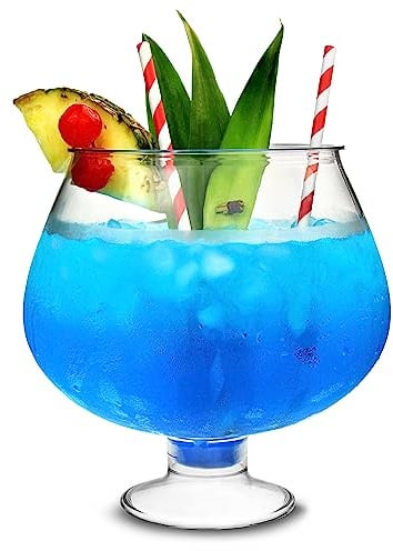 bar@drinkstuff, Plastic Cocktail Bowl with Stand 2.5 Litre - Unusual Cocktail Jar for Parties, Fishbowl Design