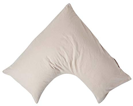 HOMESCAPES Luxury Soft Linen V Shaped Pillowcase Plain Natural Textured Natural French Flax Fibre Linen & Pure 100% Cotton Blend Cream Pillowcase