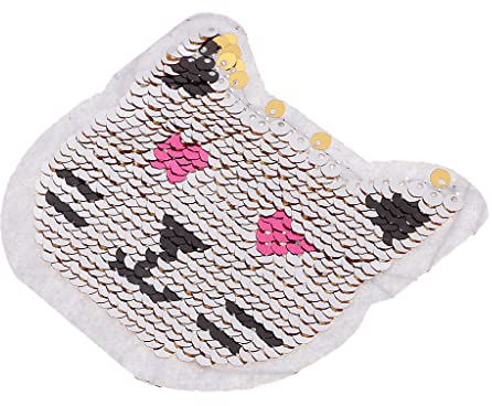 Sharplace Pailletten Katze Aufnäher, Bügelbild, Patch, Aufbügler, Katze Applikation, Wendepailletten