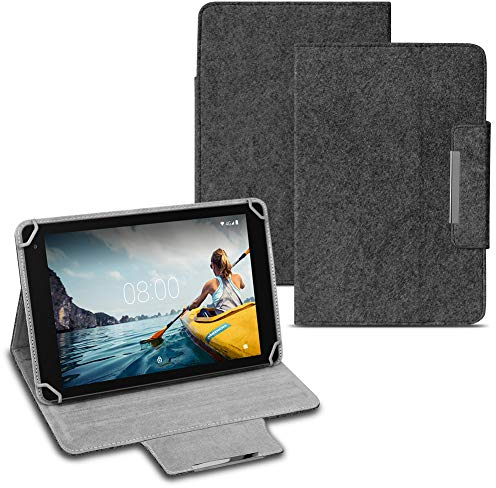 NAUCI Tablet Hülle kompatibel für Medion Lifetab E10814 E10414 Filz Tasche Schutzhülle Klapp Case Schutz Cover, Farbe:Dunkel Grau