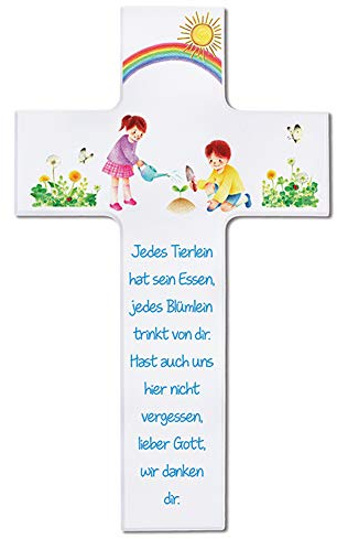 FRITZ COX Kinderkreuz 'Lieber Gott, wir danken Dir' 20cm weiß - ein tolles Kommunion-Geschenk
