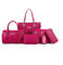 AlwaySky Damen Handtaschen Set 6 Stück PU-Leder Top Griff Tasche Frauen Shopper Geldbörse Umhängetasche, Rose