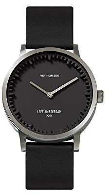 LEFF amsterdam - T32 - Armbanduhr - Gehäuse aus Schwarzes - Schwarzes Lederarmband - Ø 32mm - Quarzuhrwerk